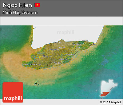 Satellite 3D Map of Ngoc Hien, single color outside