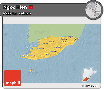 Savanna Style 3D Map of Ngoc Hien, single color outside