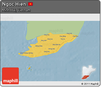 Savanna Style 3D Map of Ngoc Hien, single color outside