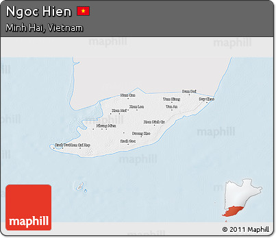Silver Style 3D Map of Ngoc Hien, single color outside