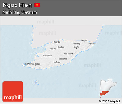 Silver Style 3D Map of Ngoc Hien, single color outside