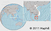 Gray Location Map of Ngoc Hien, highlighted country, highlighted parent region, within the entire country, hill shading