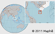 Gray Location Map of Ngoc Hien, highlighted country, highlighted parent region, hill shading