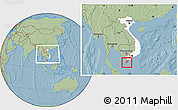 Savanna Style Location Map of Ngoc Hien, highlighted country, highlighted parent region, within the entire country, hill shading