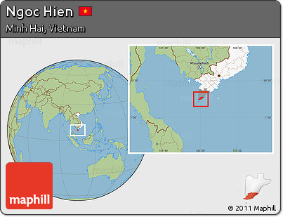 Savanna Style Location Map of Ngoc Hien, highlighted country, highlighted parent region