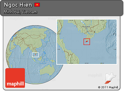 Savanna Style Location Map of Ngoc Hien, hill shading