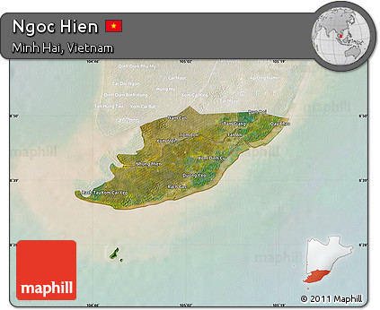Satellite Map of Ngoc Hien, lighten