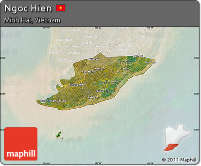 Satellite Map of Ngoc Hien, lighten