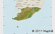 Satellite Map of Ngoc Hien, shaded relief outside