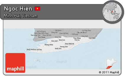 Gray Panoramic Map of Ngoc Hien