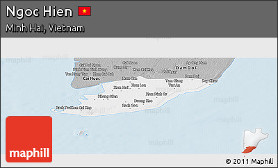 Gray Panoramic Map of Ngoc Hien