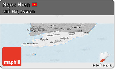 Gray Panoramic Map of Ngoc Hien