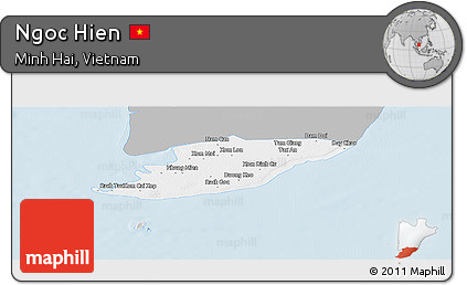 Gray Panoramic Map of Ngoc Hien, single color outside