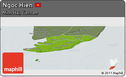 Physical Panoramic Map of Ngoc Hien, semi-desaturated