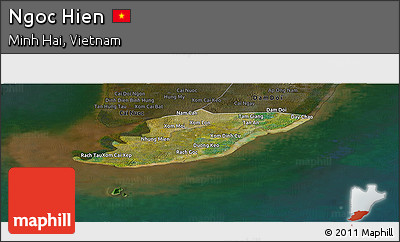 Satellite Panoramic Map of Ngoc Hien, darken