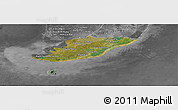 Satellite Panoramic Map of Ngoc Hien, desaturated