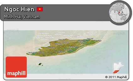 Satellite Panoramic Map of Ngoc Hien, lighten