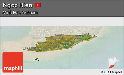Satellite Panoramic Map of Ngoc Hien, lighten