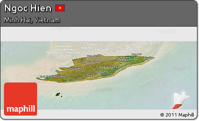 Satellite Panoramic Map of Ngoc Hien, lighten