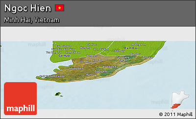 Satellite Panoramic Map of Ngoc Hien, physical outside