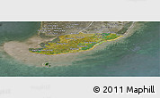 Satellite Panoramic Map of Ngoc Hien, semi-desaturated