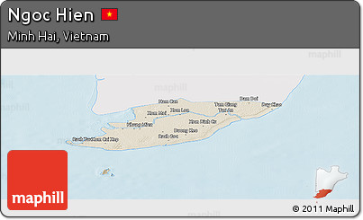 Shaded Relief Panoramic Map of Ngoc Hien, single color outside