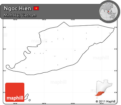 Blank Simple Map of Ngoc Hien, cropped outside, no labels
