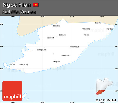 Classic Style Simple Map of Ngoc Hien, single color outside