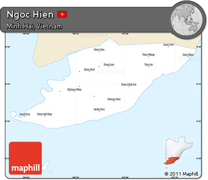 Classic Style Simple Map of Ngoc Hien, single color outside