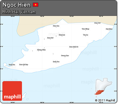 Classic Style Simple Map of Ngoc Hien, single color outside