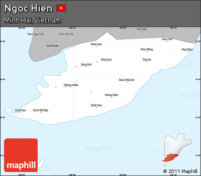 Gray Simple Map of Ngoc Hien