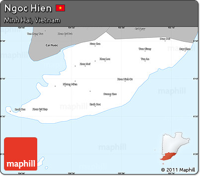 Gray Simple Map of Ngoc Hien