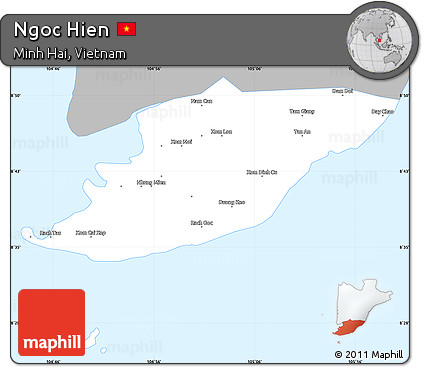 Gray Simple Map of Ngoc Hien, single color outside