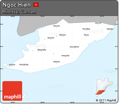 Gray Simple Map of Ngoc Hien, single color outside