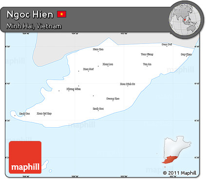 Silver Style Simple Map of Ngoc Hien, single color outside