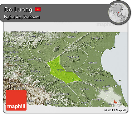 Physical 3D Map of Do Luong, semi-desaturated