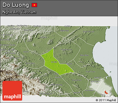 Physical 3D Map of Do Luong, semi-desaturated