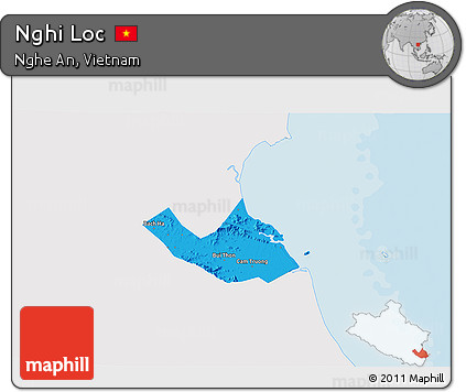 Political 3D Map of Nghi Loc, single color outside