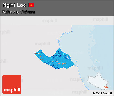 Political 3D Map of Nghi Loc, single color outside