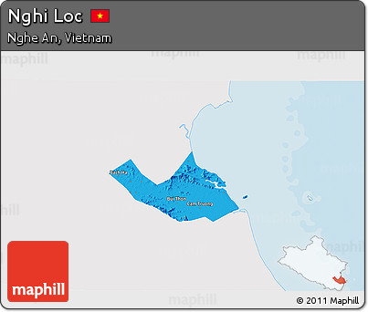 Political 3D Map of Nghi Loc, single color outside