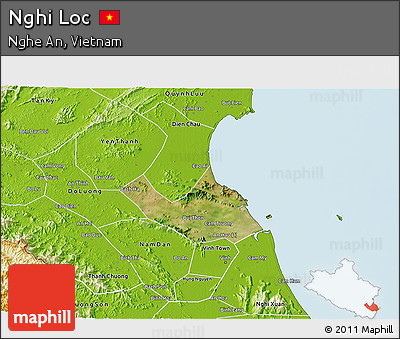 Satellite 3D Map of Nghi Loc, physical outside