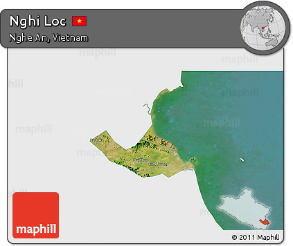 Satellite 3D Map of Nghi Loc, single color outside