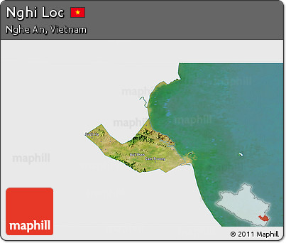 Satellite 3D Map of Nghi Loc, single color outside