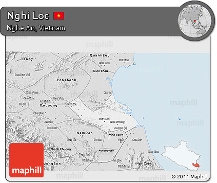 Silver Style 3D Map of Nghi Loc