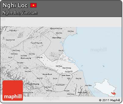 Silver Style 3D Map of Nghi Loc