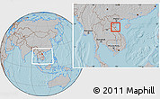 Gray Location Map of Nghi Loc, within the entire country, hill shading