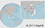 Gray Location Map of Nghi Loc, highlighted country, within the entire country, hill shading