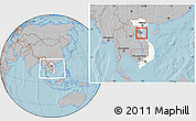 Gray Location Map of Nghi Loc, highlighted country, highlighted parent region, within the entire country, hill shading