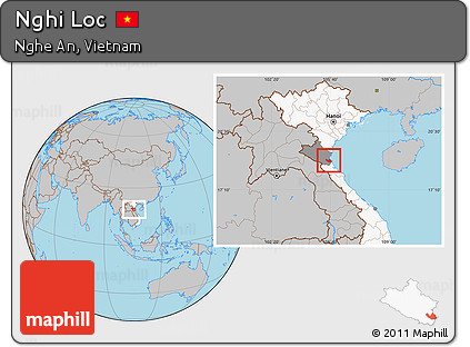 Gray Location Map of Nghi Loc, highlighted country, highlighted parent region