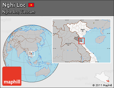 Gray Location Map of Nghi Loc, highlighted country, highlighted parent region